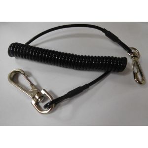 Buy cheap OEM China factory produce black plastic PU elastic coil tool lanyard tether for security from wholesalers
