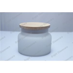 Buy cheap frosted glass jar with wooden lid for wholesale from wholesalers