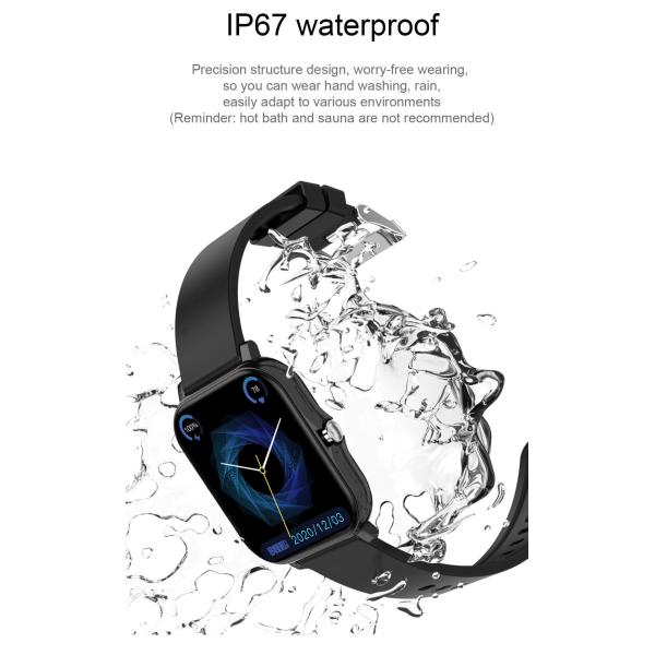 Vibration Remind Smart Sport Watch Full Touch Body Temperature Monitor IPX7 Waterproof