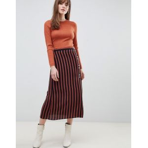 Buy cheap custom made girls fashion contrast buttons stripe midi skirt product