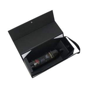 Buy cheap Customizable Snap Closure Folding Gift Boxes With Handle Matt Black from wholesalers