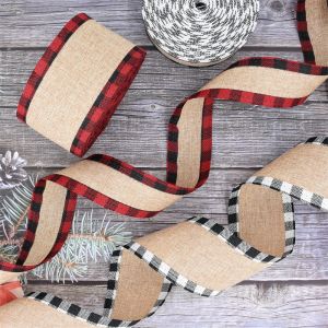 Buy cheap 40mm & 63mm*10y Jute Lattice Ribbon Biodegradable Lattice Burlap Ribbon from wholesalers