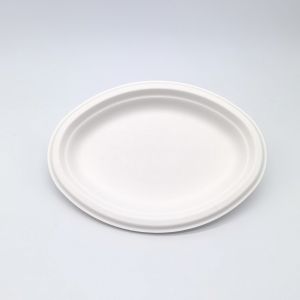 Buy cheap Heavy Duty Party Biodegradable Bagasse Tableware Plates Oval Shape from wholesalers