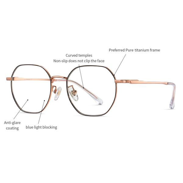 Quality Round Titanium Frame Glasses Unisex Anti Radiation Anti Blue Light for sale