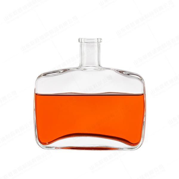 Buy cheap Unique High Flint Square Clear Glass Vodka Gin Rum Tequila Bottle with Rubber Stopper from wholesalers