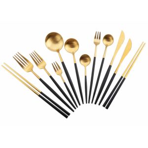 Buy cheap NC099 Stainless Steel Cutlery Set with Black and Gold color Flatware Kitchen Household China supplier from wholesalers