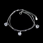 Buy cheap Silver Bracelet Cube And Zircon Cross Chain Double Rhodium Plated / Sterling from wholesalers