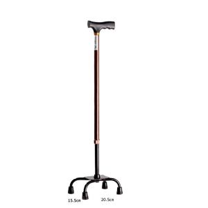 Stable Quad Base Brown Aluminum Walking Cane 25*5*90cm High Stability