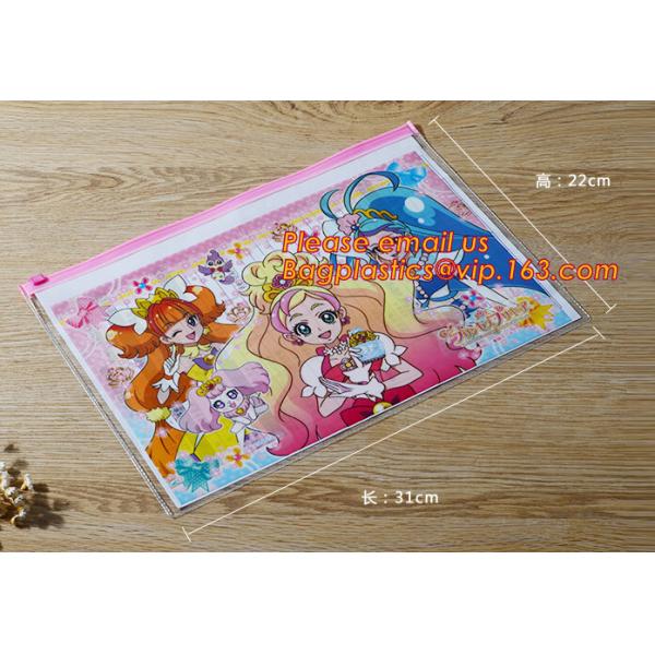 Quality back to school stationery New Cheap top zip lock plastic PVC pencil case bag with customized printing for sale