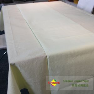 Buy cheap Disposable White Premium Paper Tablecloths 51gsm With Plastic Table Cover from wholesalers