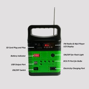 7500mah Portable Solar Power System Kit With Built In FM Radio MP3 Mini Outdoor