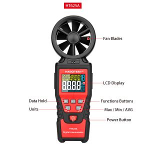 9999 CFM Handheld Digital Anemometer , HT625B Wind Meter Anemometer