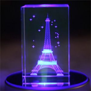 China Crystal Gift Eiffel Tower Engraved Crystal Cube 3D Laser ... on sale