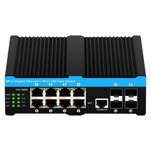 Quality 10G Industrial poe switch 8*Gigabit poe port with 4*10G SFP uplink L2 managed Network switch for sale