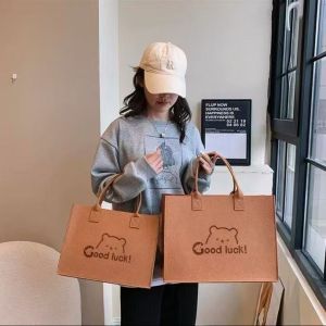 Commuting Simple Style Felt Shopping Handbag with Custom logo and Color Custom