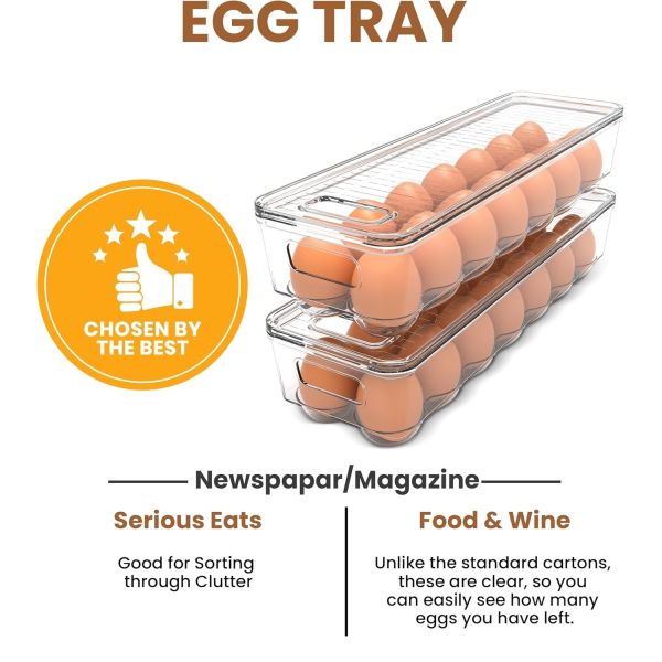 Buy cheap Home Egg Container With Lid And Handle For Refrigerator Organization- Pack Of 2 - Clear Stackable Egg Holder For Kitchen Or Pantry Organizers And from wholesalers