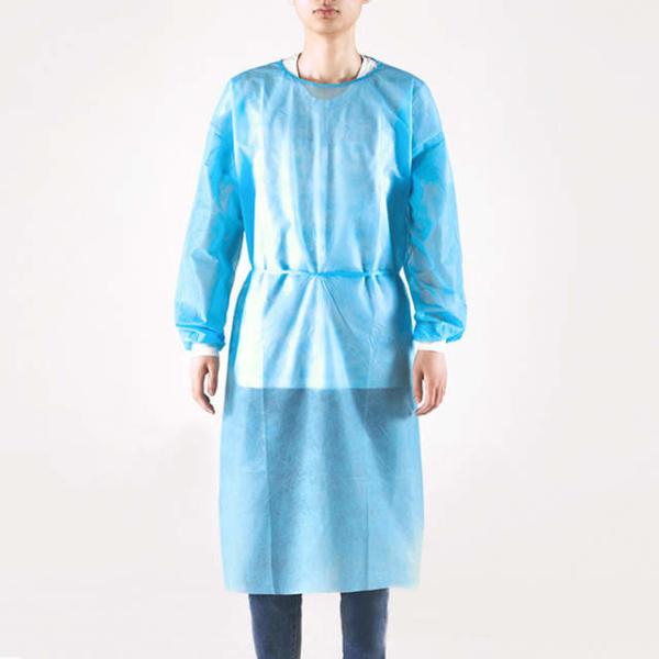 Quality 40 Gsm Impervious Waterproof Isolation Long Sleeve Ppe Medical Gown for sale