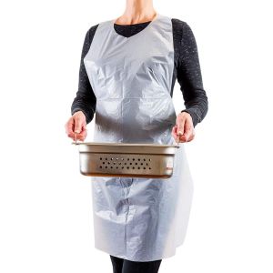 White Plastic Disposable Aprons , Unisex Protective Clothing Aprons