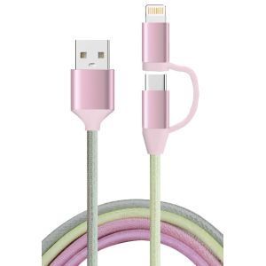2025 2-In-1 1M Braided Phone Charging Cable Durable Material and Tangle-Free