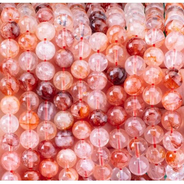 Quality Healing Energy Red Fire Quartz Round Semi Precious Gemstone Beads for sale