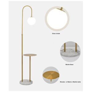 Buy cheap wireless charging marble wooden matel coffee table floor lamp bedside standing lighting glass shade USB bedside floor li from wholesalers