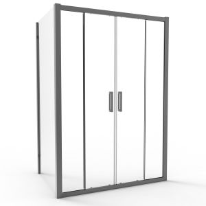 Buy cheap Stainless Steel Gun Gray Brushed Color Double Sliding Door With Side Panel product