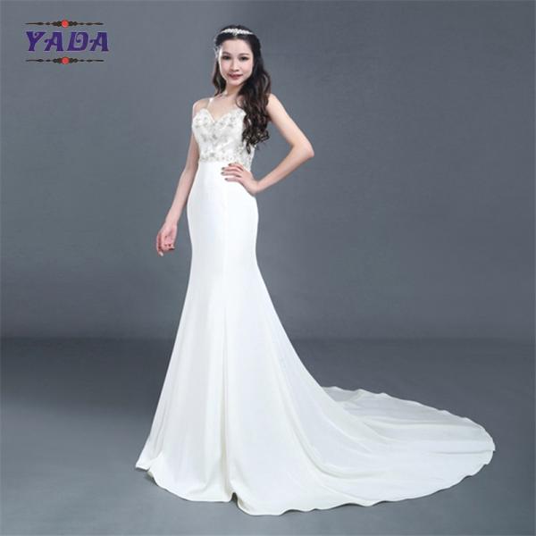 Sweetheart satin handmade embroidery beaded dresses color elegant wedding bride dress