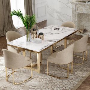 Buy cheap Light Luxury Simple Stainless Steel Marble Square Dining Table from wholesalers