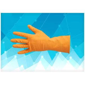 Buy cheap Disposable Medical Gloves Orange Color Latex Exam Gloves , Dip Flock - Lined Style Non Powdered Gloves from wholesalers