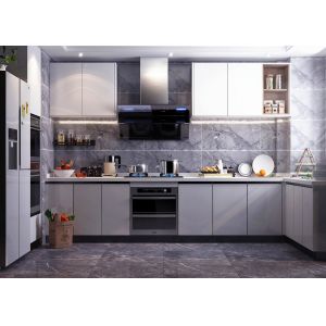 Buy cheap Factory Direct Supply Matt Lacquer Finish Laminate Kitchen Cabinets with Quartz Countertop from wholesalers