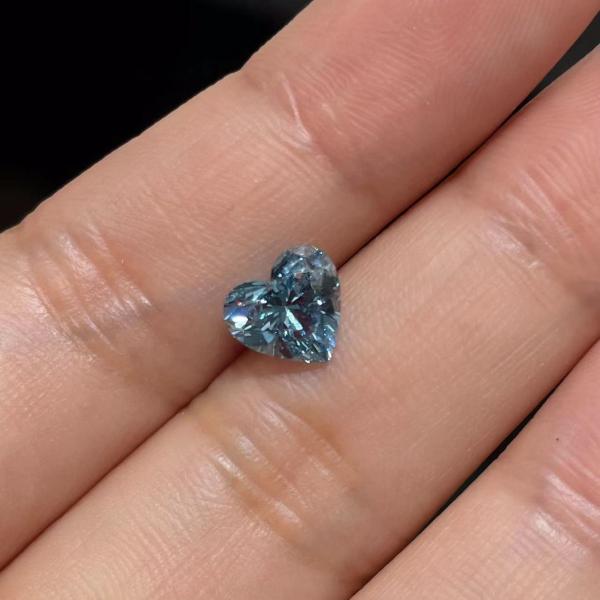 Quality Symmetrical Facet Polished Heart Shape Blue Diamond Cultivated for sale