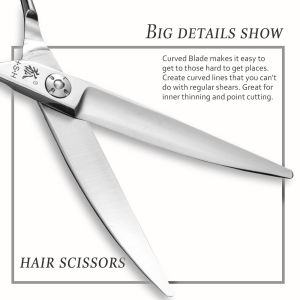 Sliding Cutting Professional Barber Scissors , Curved Blade Scissors UFO Screw
