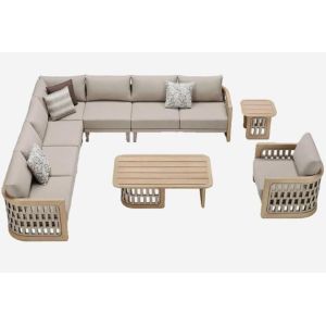 Buy cheap L shape Teak sofa set outdoor or indoor use high density sponge from wholesalers