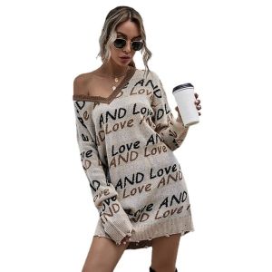 Buy cheap Fashionable top of the line women's sweaters, medium length knitted pullover from wholesalers