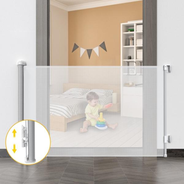 Quality Extra Wide Safety Retractable Baby Gate Adjustable Mesh oDM for sale