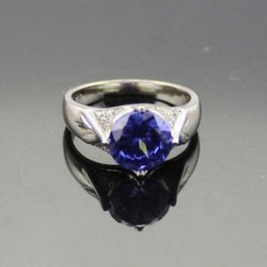 Sterling Silver Round Purple Amethyst Cubic Zirconia Ring(F39)