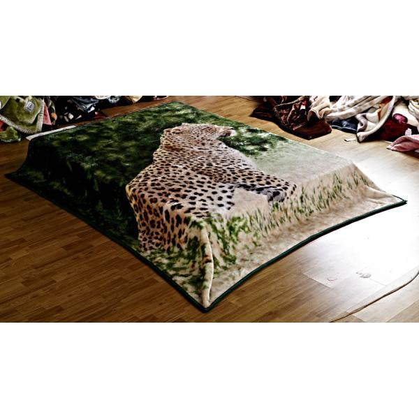 Leopard Printed Micro Raschel Throw Blanket , Eco Friendly Lightweight Fleece