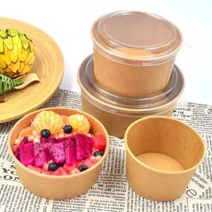 Buy cheap CMYK Winpac Kraft Paper Food Packaging Single Wall Kraft Paper Salad Bowl from wholesalers