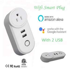 Buy cheap Wifi Smart Plug, With 2 USB Charger(5V, 2.1A), Work with Amazon Alexa & Google Home, Remote Control by Smart Phone with from wholesalers