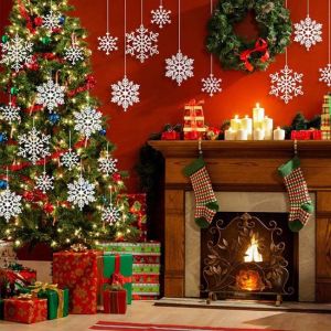 Buy cheap 36pcs Plastic Glitter White Snowflake Ornaments For Christmas from wholesalers