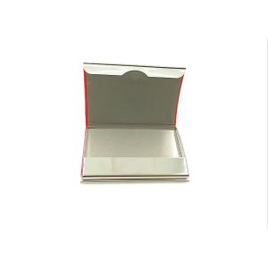PU Leather Cover On Metal Frame Business Card Holder With Classic Design
