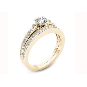 Buy cheap 0.48CT Moissanite Diamond Engagement Wedding Rings 18K Gold Material from wholesalers