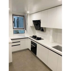 Buy cheap Grain Modern Kitchen Cabinet Handleless Furniture Cabinetry With Linear Shape from wholesalers