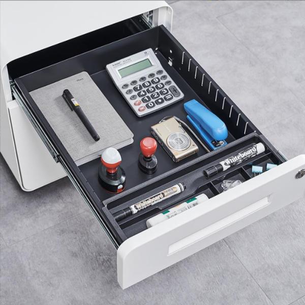 Modern 3-Drawer Adjustable Movable Pedestal Mobile File Cabinet Home Office School Gym Warehouse Hotel Hospital Metal Material