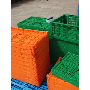 Supermarket Orange Plastic PP Vented Vegetable Fruit Storage Container Stackable