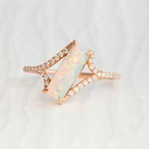 Buy cheap Baguette Cut Opal Snow Track Ring Size 4-Size 10 925 Sterling Silver Ring from wholesalers