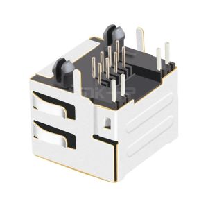 Tab Up Green/Yellow&Green LED 1X1 Port Ethernet RJ45 Jack without Integrated