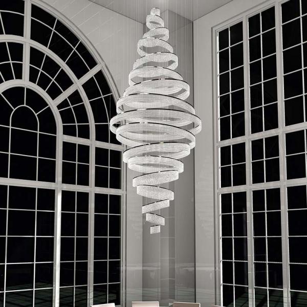 Ring Luxury Staircase Crystal LED Chandelier For Living Room Lobby Large Cristal interior lighting（WH-NC-114)