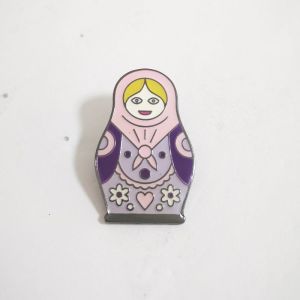 Buy cheap Nesting Doll Custom Enamel Pins Epoxy Coated With Laser Engraving Texts from wholesalers