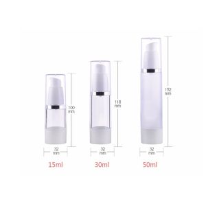 Clear Frosted Airless Pump Bottles Cosmetic 15ml 50ml For Lotion Cream OEM